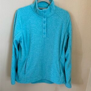 Duluth Trading Company Fleece 3/4 Snap Pullover Green Zip Pockets Size Large EUC